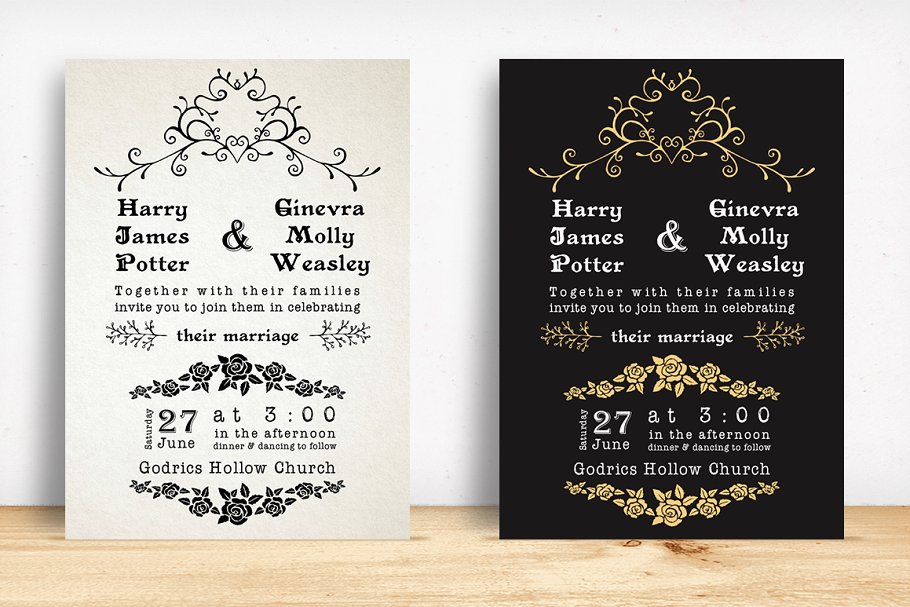 经典花卉包边婚礼邀请函套装 Classic Wedding Invitation Pack