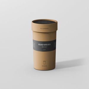 茶叶/咖啡中等尺寸纸筒包装样机模板 Paper Box Mockup Round – Medium Size