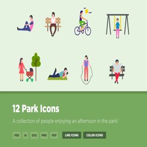 12枚公园设施矢量图标 12 Park Icons