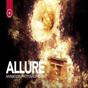 炫酷华丽金色粒子背景人物摄影Gif动画特效PS动作 Gif Animated Allure Photoshop Action