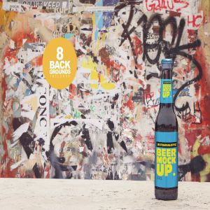 小瓶啤酒瓶外观设计样机模板 Stone Floor Beer Mockup