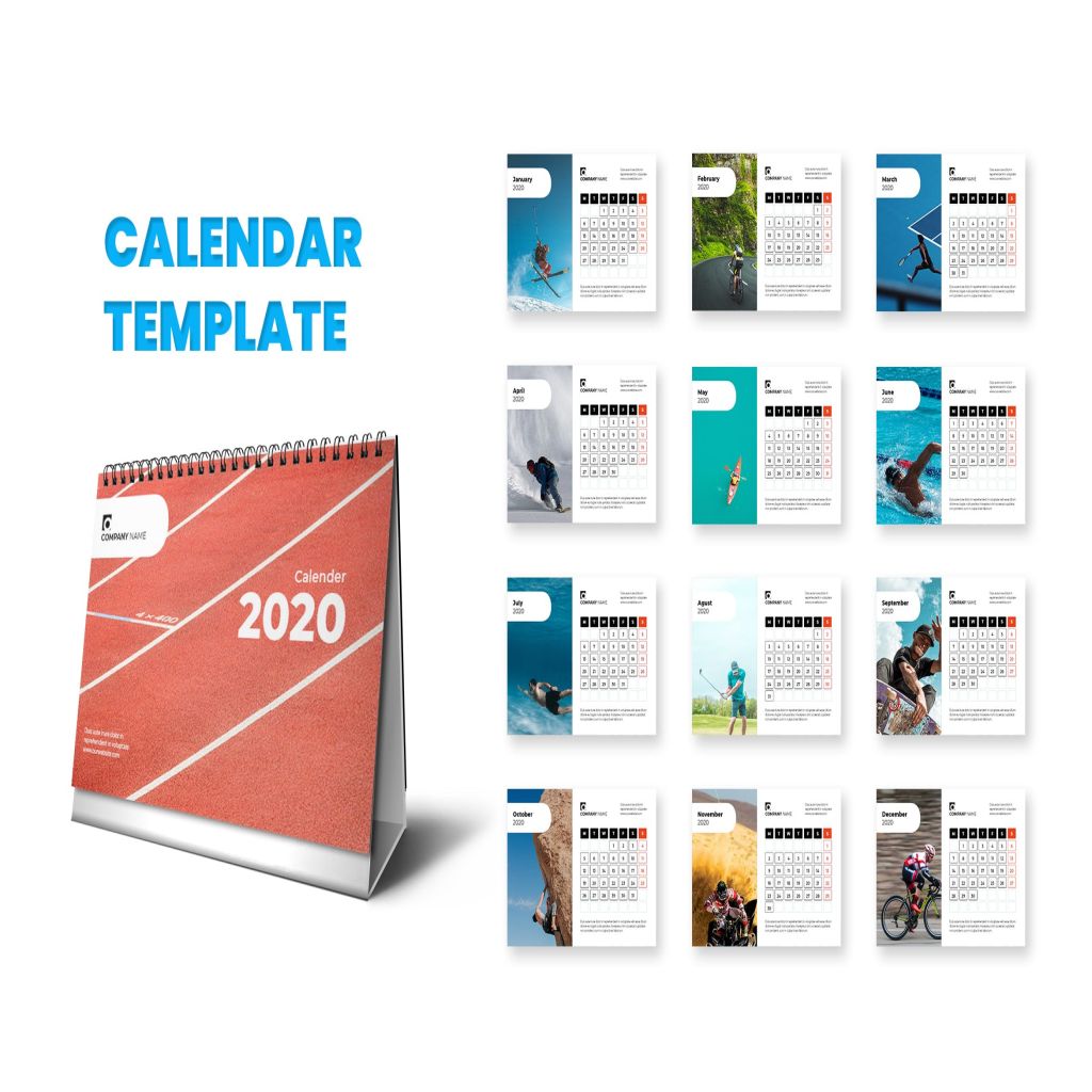 2020年体育运动主题台历定制设计模板 Calendar 2020插图