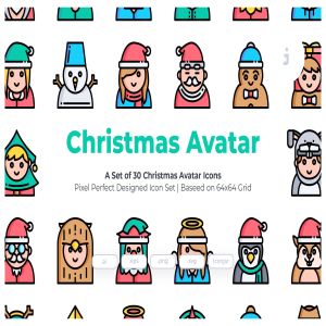 30枚圣诞节彩色人物头像图标 30 Christmas Avatar Icons
