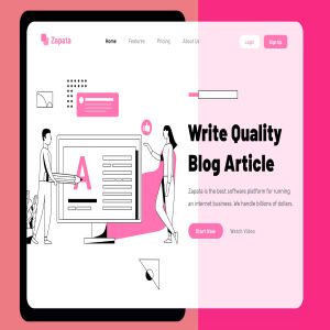 网站编辑主题网站设计简笔画矢量插画设计素材 Zapata Blog – Header