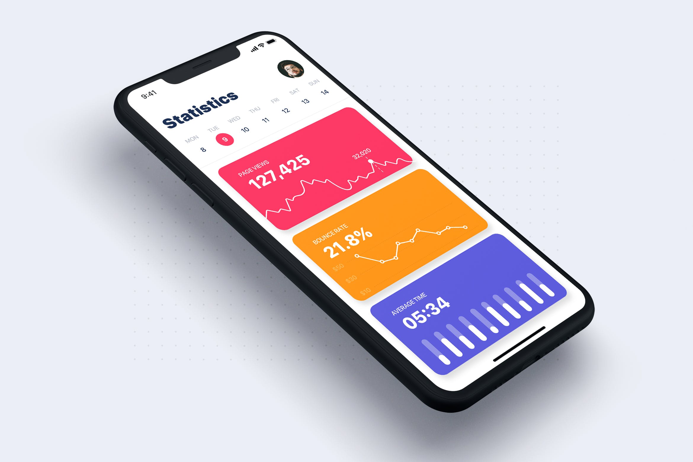 数据统计分析APP用户界面设计模板 Analysis Dashboard & Statistics UI mobile App