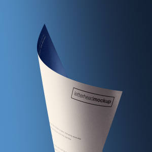 卷曲状态A4企业信纸设计效果样机模板 Curled A4 Letterhead Paper Mockup插图1