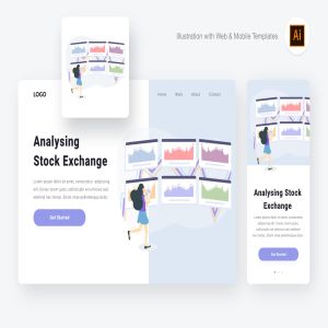 证券交易所图解矢量插画素材[AI&SVG] Analysing stock exchange illustration (AI, SVG)