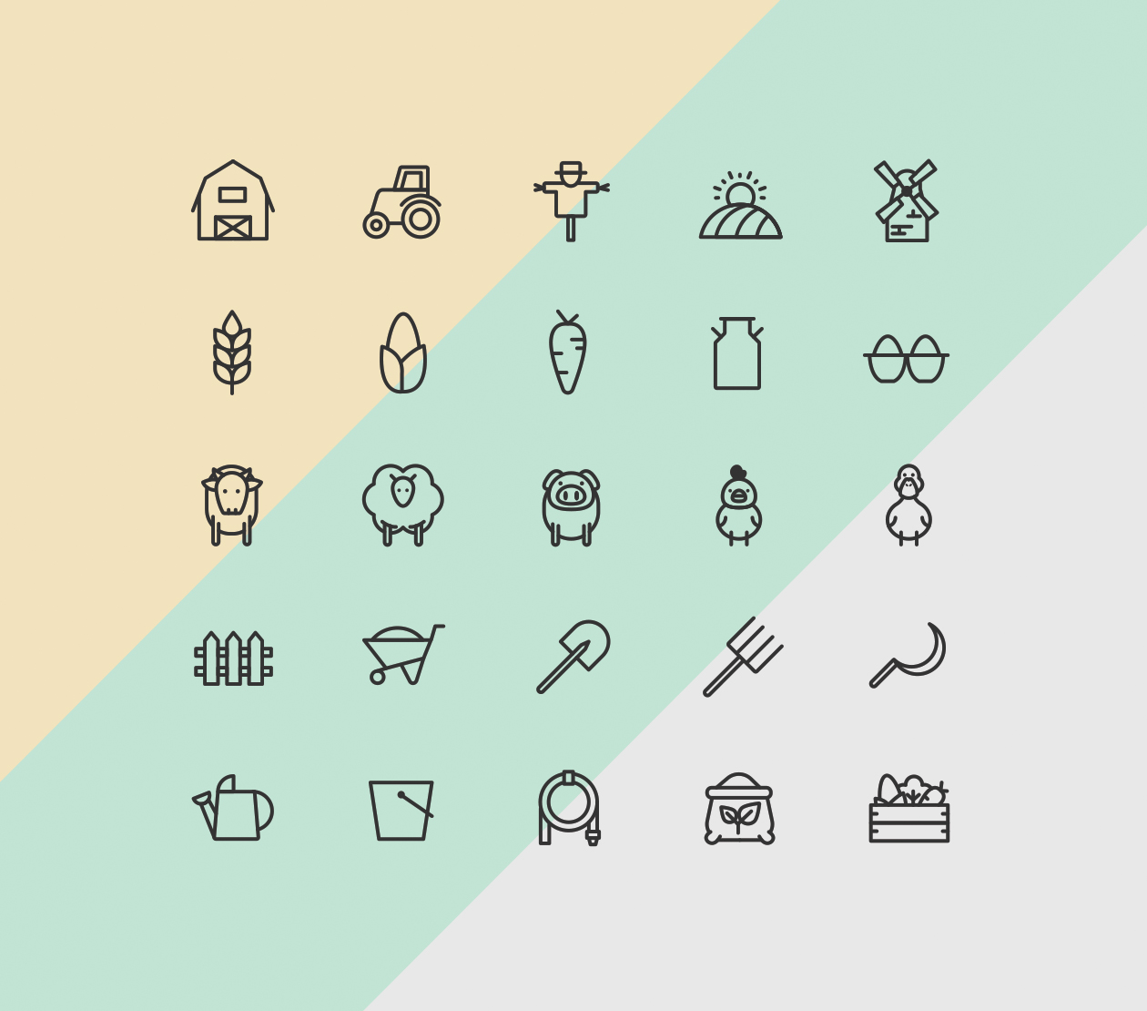 25枚农业主题线性图标素材 25 Free Agriculture Icons