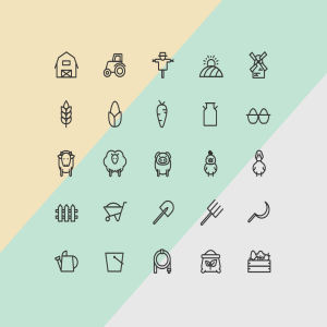 25枚农业主题线性图标素材 25 Free Agriculture Icons