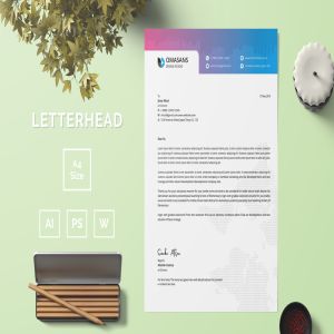 现代设计风格公开信/推荐信企业信纸设计模板04 Letterhead Template 04插图1