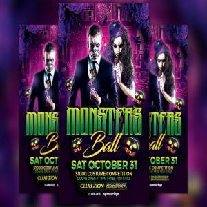 化妆舞会活动海报PSD模板 Monsters Ball Flyer Template