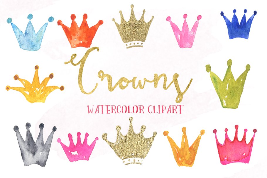 皇冠水彩剪剪贴画 Crowns watercolors clipart