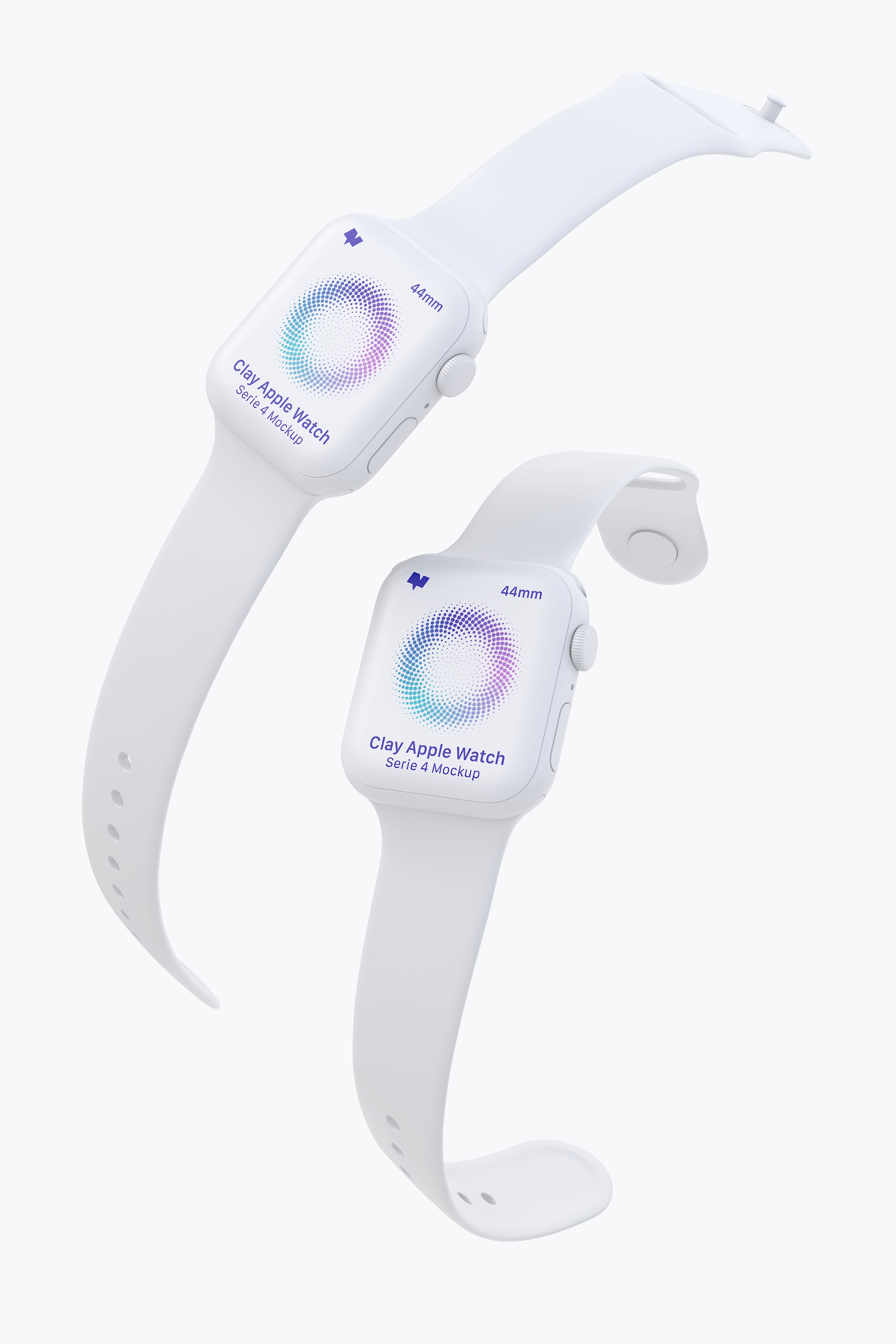 Apple Watch 4智能手表屏幕界面设计图样机04 Clay Apple Watch Series 4 (44mm) Mockup 04