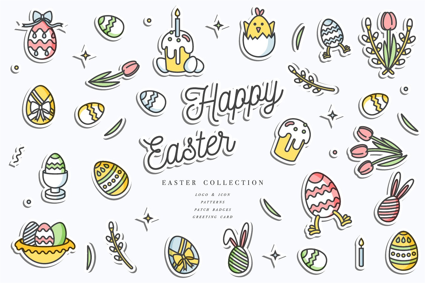 高品质的线性复活节图标