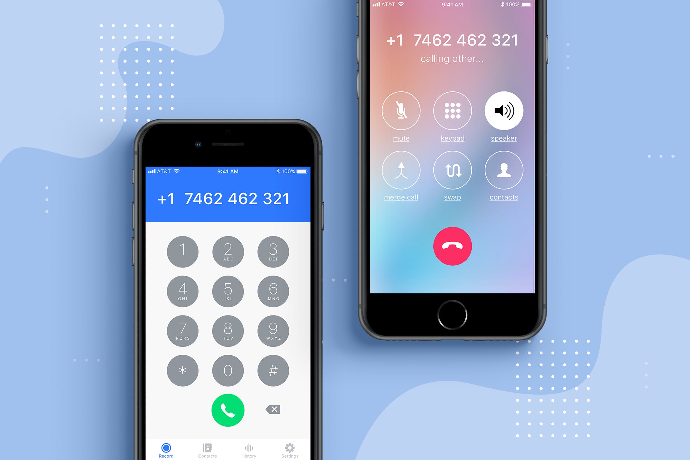 手机通话管理APP应用拨号界面设计模板 Auto Call Recorder mobile template