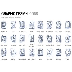 图形设计主题细线图标素材 Graphic Design Thin Line Icons