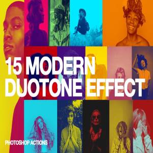 现代双色调效果PS动作 15 Modern Duotone Effect – Action