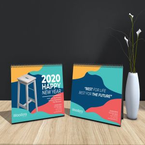 家具品牌定制2020年活页台历设计模板 Woodora Furniture Table Calendar 2020插图1