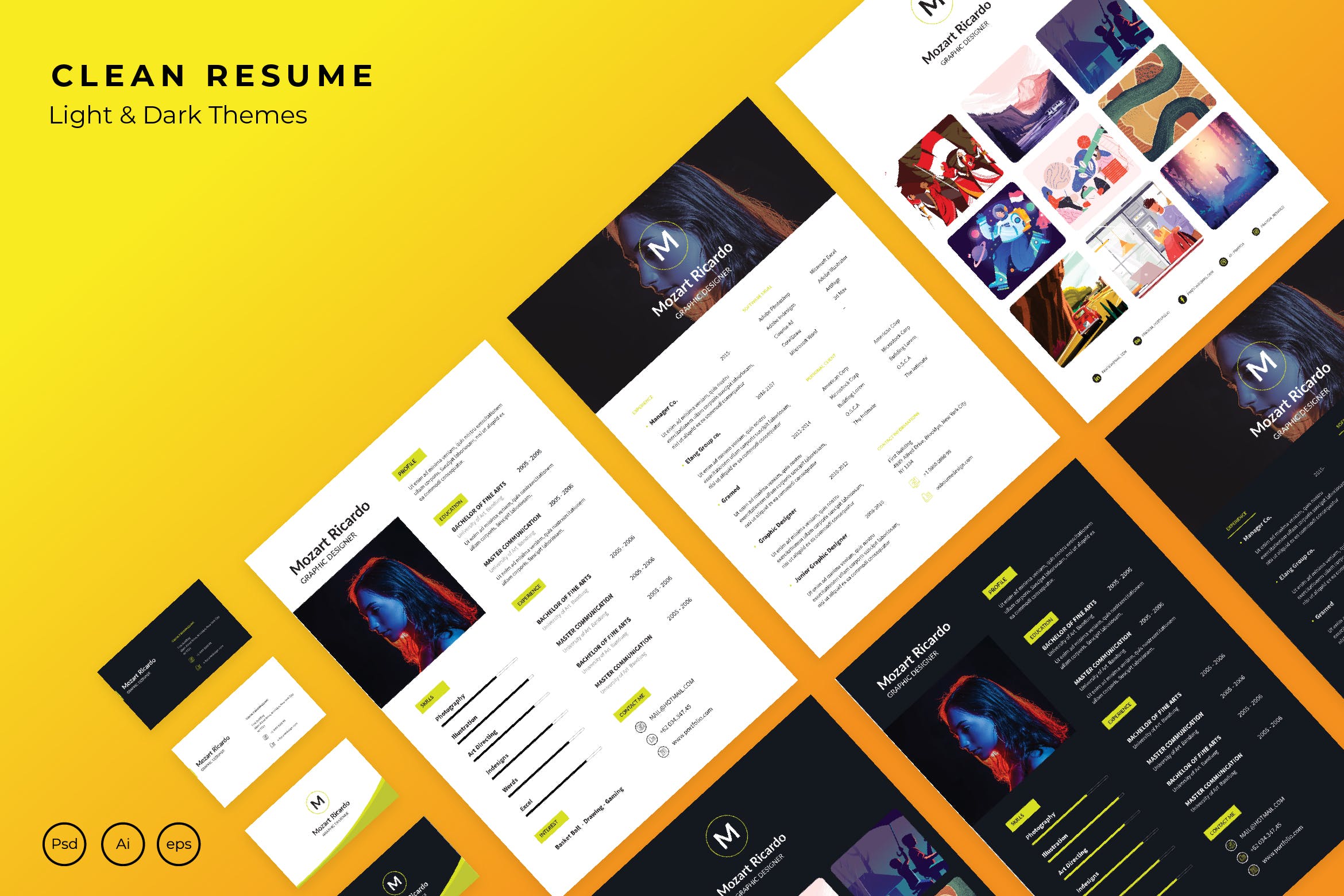 简约风简历&企业名片设计模板合集下载 Simple Resume + Bussiness Card