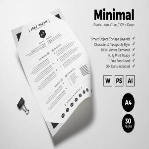 极简主义创意简历设计模板 Minimal Curriculum Vitae