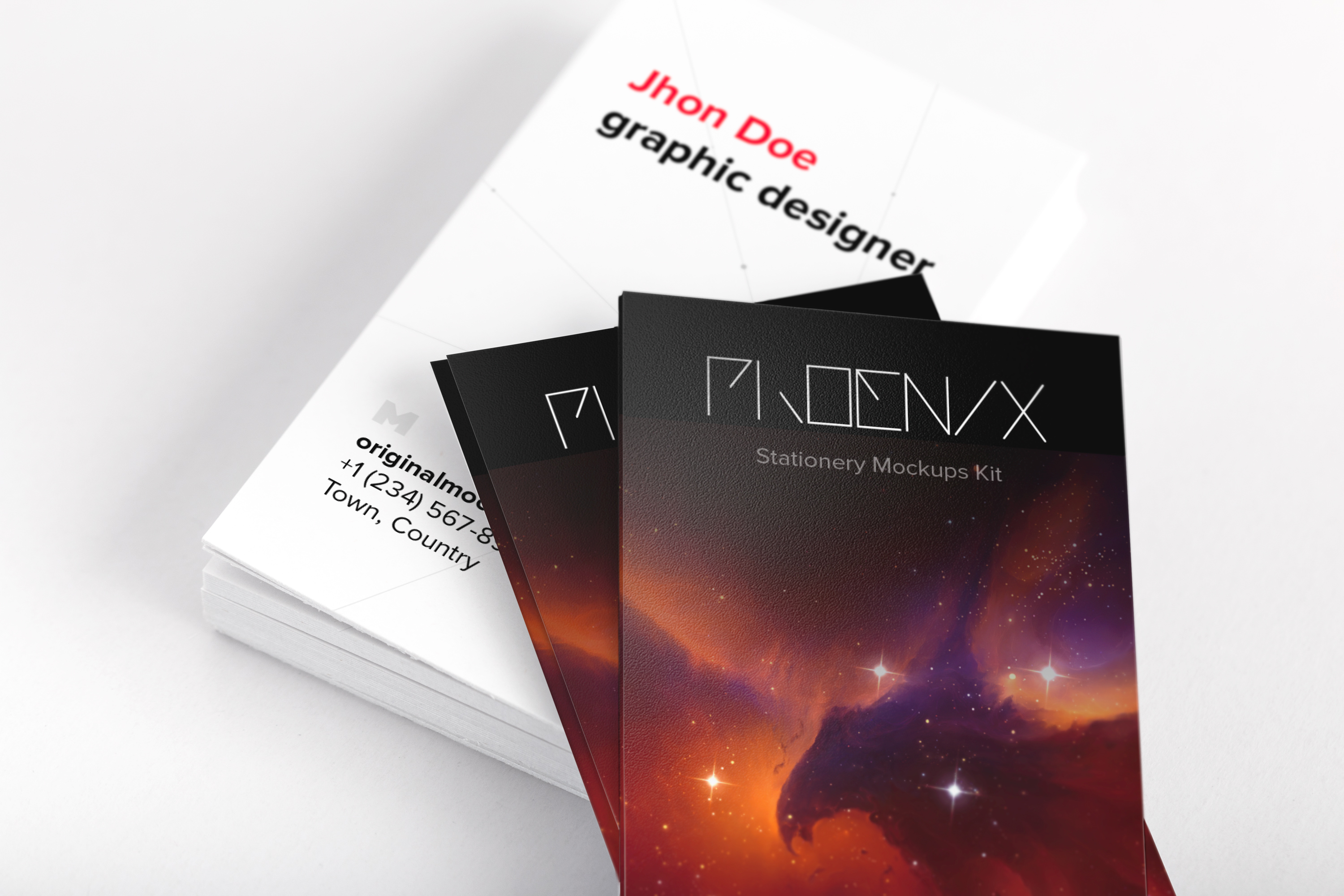 企业名片设计双面印刷效果图样机04 Business Cards Mockup 04