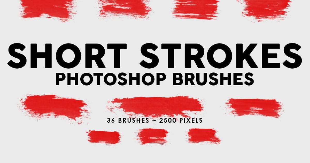 36个短画笔笔触图案PS印章笔刷素材合集 36 Short Ink Strokes Photoshop Stamp Brushes