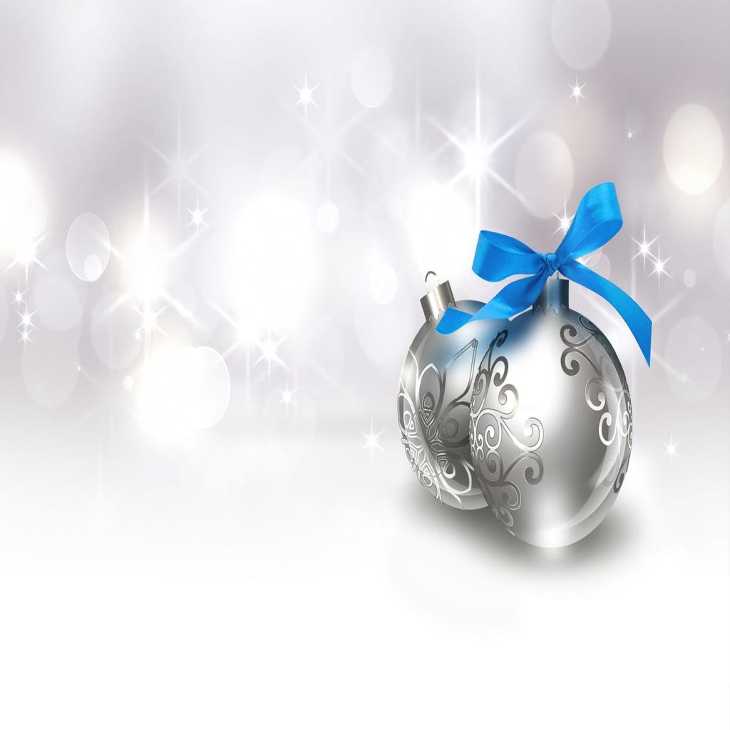蓝色蝴蝶结圣诞球高清背景图素材christmas Balls With Blue Bow 一流设计网
