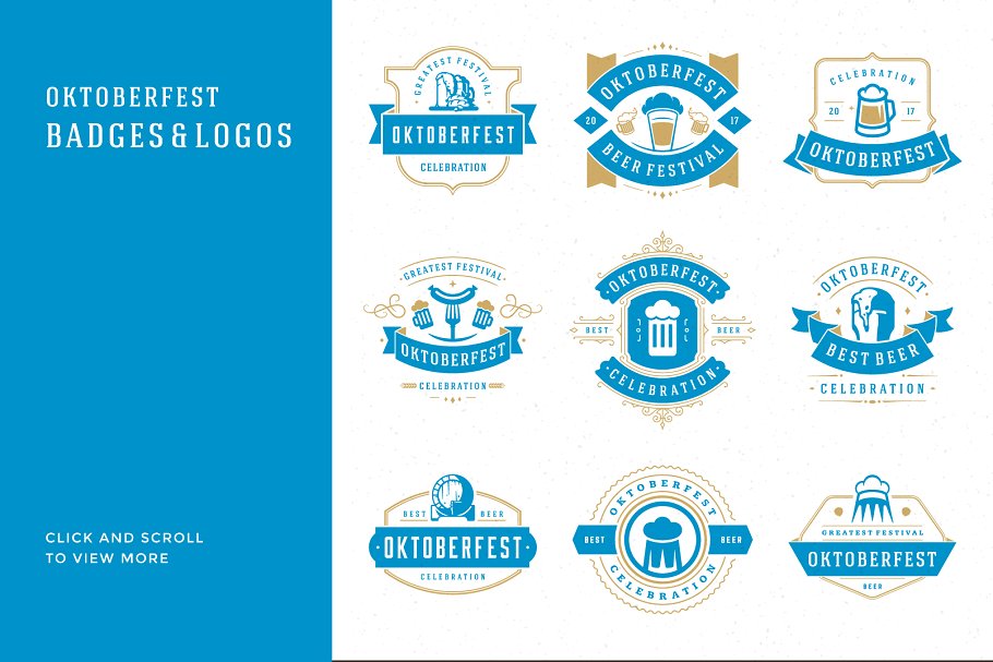 啤酒节主题Logo徽标模板/设计元素 Oktoberfest big bundle