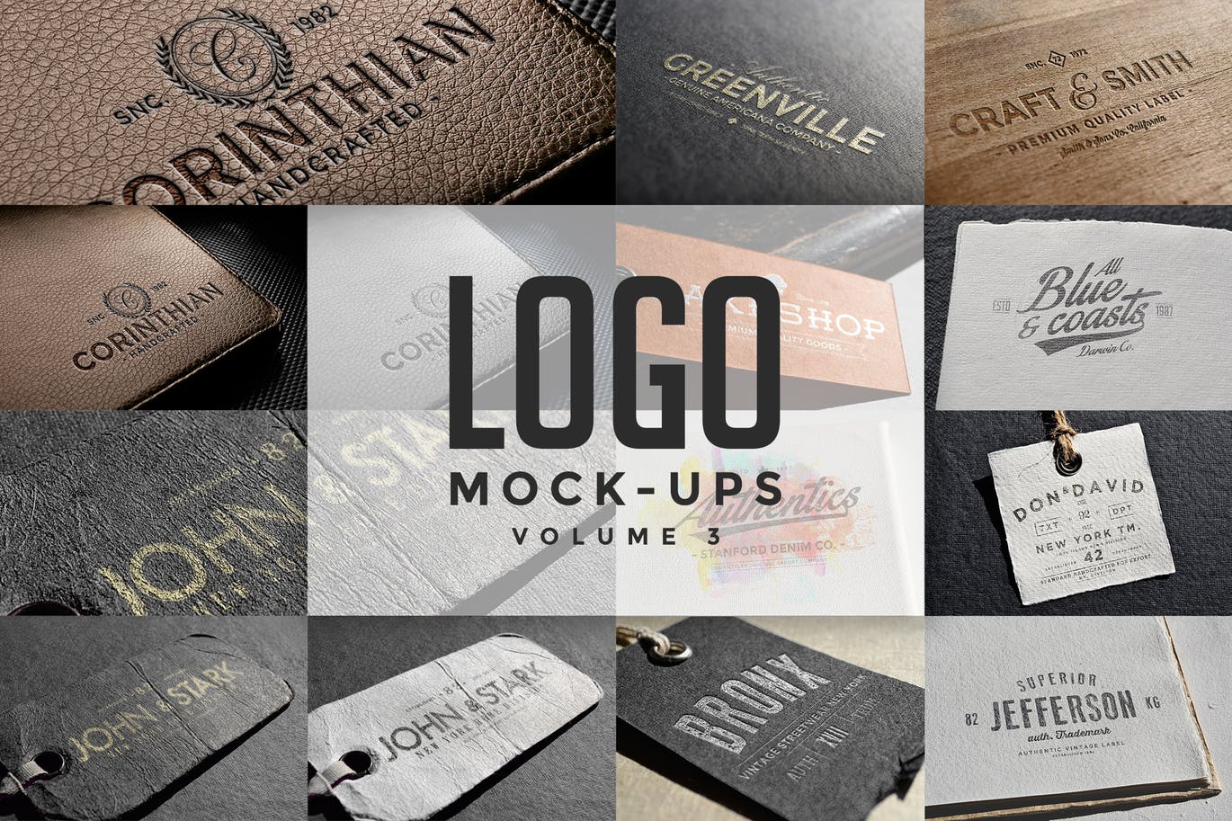 时尚高端的高品质logo标志标签挂签吊牌VI样机展示模型mockups