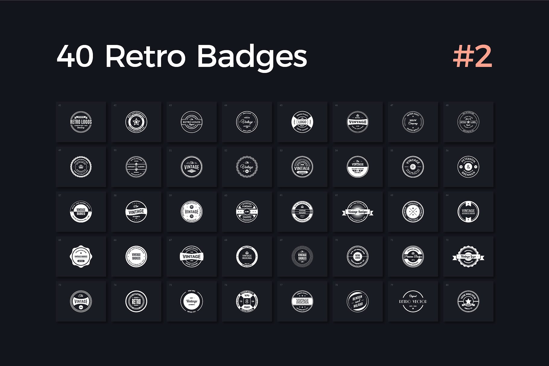40款复古风徽章设计模板v2 40 Retro Badges Vol. 2