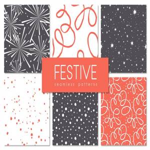 喜庆节日图案无缝纹理 Festive Seamless Patterns Set