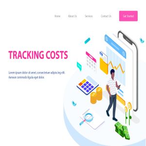 项目成本控制2.5D概念插画网站设计素材 Tracking Costs Isometric Illustration – FV