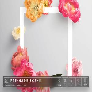 牡丹花花卉场景样机 Floral Peonies Mockup Scene #004