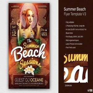 夏日海滩DJ音乐活动传单PSD模板v3 Summer Beach Flyer PSD V3