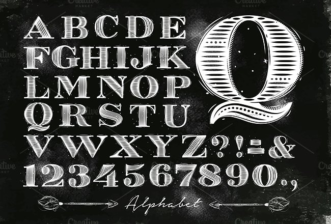 复古钢笔描线素描英文字体 Vintage Font Fontline