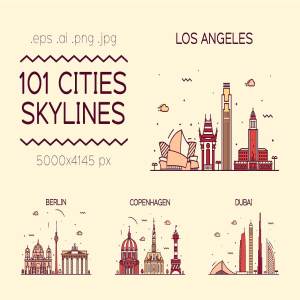 101款世界各国标志建筑矢量素材打包下载[ai,eps,png,jpg]