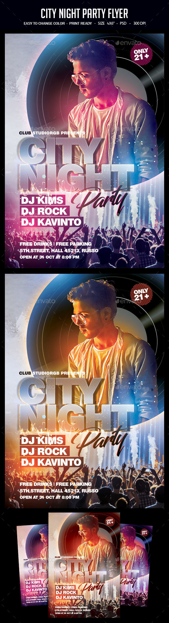 城市夜间派对海报模板下载 City Night Party Flyer[psd]