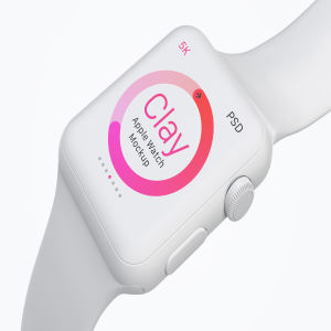 Apple Watch手表表盘UI界面设计效果图样机05 Clay Apple Watch Mockup 05插图1