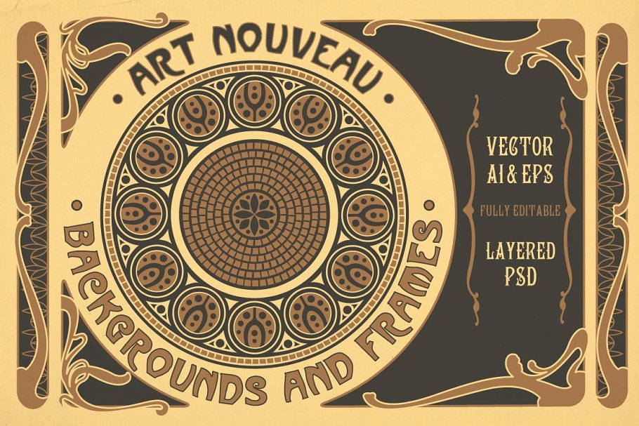 新艺术背景与框架设计素材 Art Nouveau Backgrounds and Frames