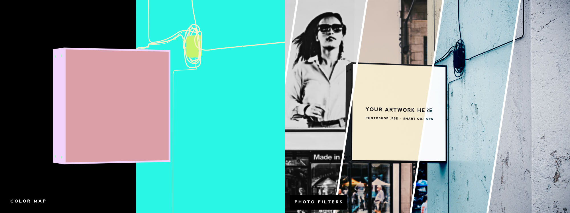 方形商店标志广告灯箱样机