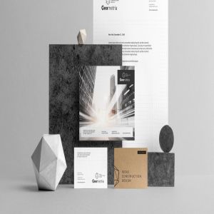 企业品牌VI视觉设计展示办公用品立体悬浮前视图PSD样机v1