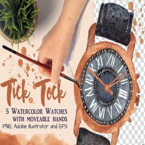 5款精心手绘水彩手表插画 5 watercolor watches