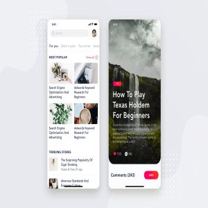 社交APP应用文章列表&详情界面设计模板v4 Social – Articles Mobile Interface Concept