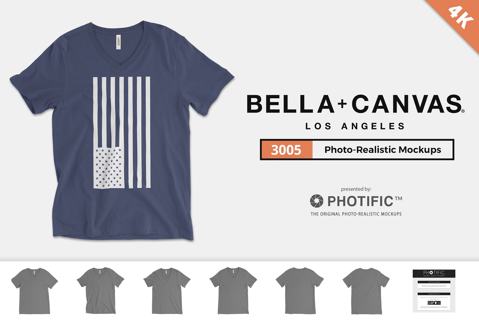 经典V领T恤样机模板 Bella Canvas 3005 V-Neck Mockups
