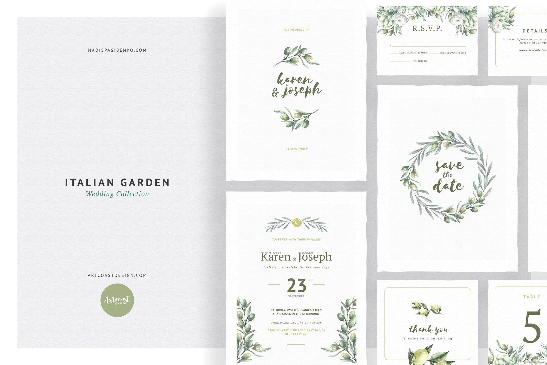 意大利花园浪漫婚礼物料设计模板 Italian Garden Wedding Collection