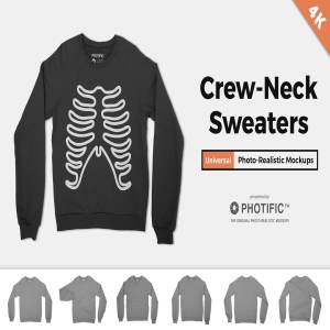长袖收袖毛衣卫衣样机 Crew Neck Sweater – Apparel Mockups