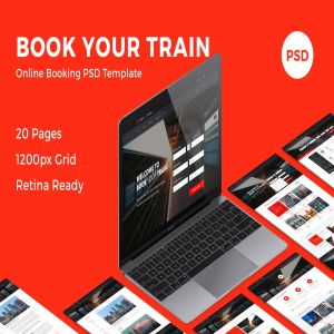 交通出行在线订票系统PSD网站模板 Book Your Train – Online Booking PSD Template