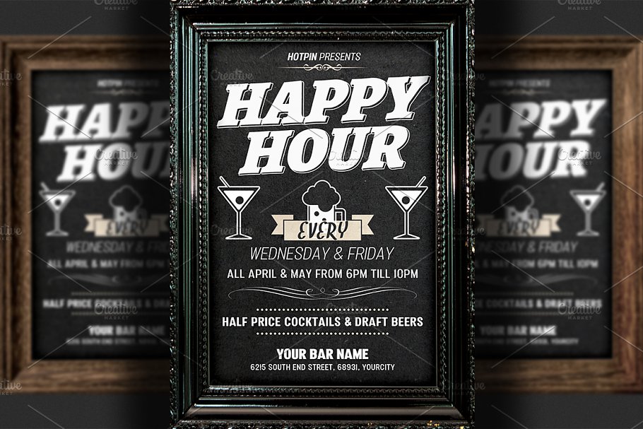 欢乐时光活动海报设计模板 Happy Hour Flyer Template
