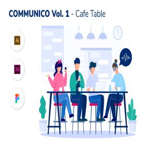社交场景v1-咖啡桌矢量插画设计素材 COMMUNICO VOL. 1 – Cafe Table