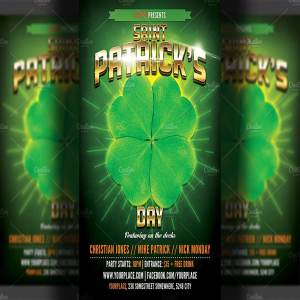 酒吧活动或夜总会聚会传单模板  St. Patrick\\’s Party Flyer Template